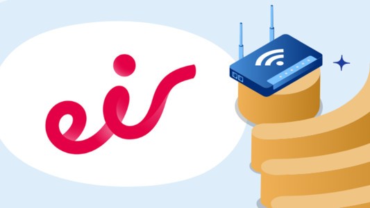 Image of the Eir logo alongside a wifi router